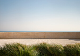 Clean outdoor background with subtle horizon line, neutral natural colors, minimal visual noise, professional and modern look, wide copy space.
