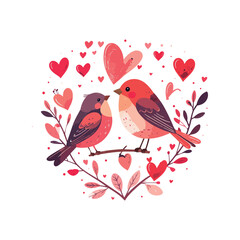 birds in love on the branch, Saint Valentine Greeting card