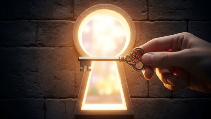 Hand inserting key into lock