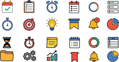 Evergreen Productivity Icon Set for Planning and Task Management