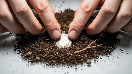 Planting a seed in soil