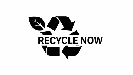 Recycle Now Symbol with Leaf Icon.