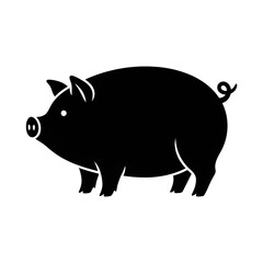 Fototapeta premium minimalist pig silhouette icon simple black farm animal vector illustration