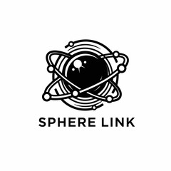 Sphere Link Logo Design with Orbiting Elements.