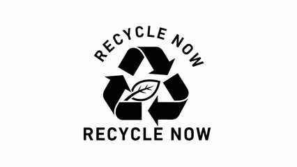 Recycle Symbol with Leaf and Text.