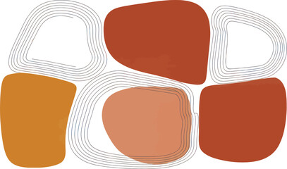 Abstract organic shapes background with earthy terracotta tones and modern minimalist fluid forms for contemporary design and creative branding use.