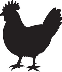 Chicken Hen Silhouette Vector on Transparent Background