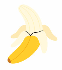 Open yellow banana. Flat vector illustration.