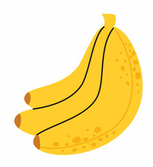 Bunch of yellow bananas. Flat vector illustration.