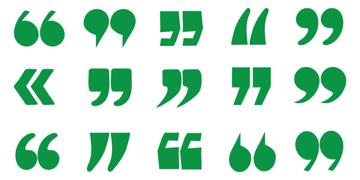 set of black quote icon line and flat style . Quote Icon Object , discussion dialog remark open and close quote sign , vector illustration