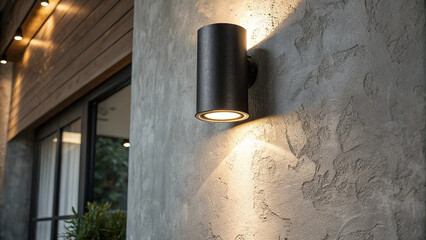 Elegant black wall light with soft upward and downward illumination.