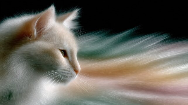   A photo of a cat's face is out of focus, and there is also a fuzzy image of a cat behind it