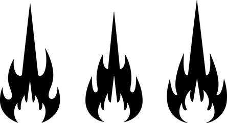 Stylized Flame and Fire Icon Set Vector Collection