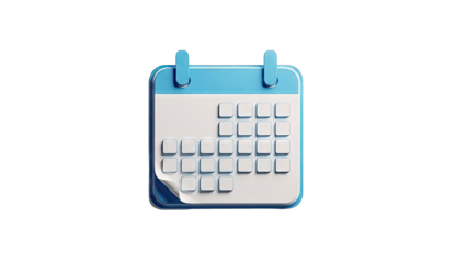 3D Calendar Icon on White Background