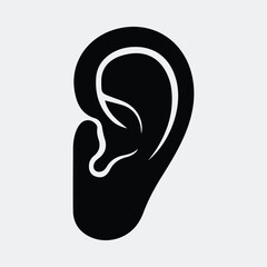 Obraz premium Silhouette detailed human ear anatomy symbol medical health care vector illustration