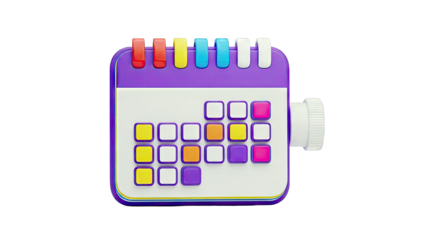 3D Calendar with Colorful Blocks on White Background