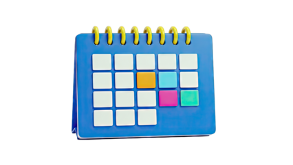 3D Calendar with highlighted dates on white background
