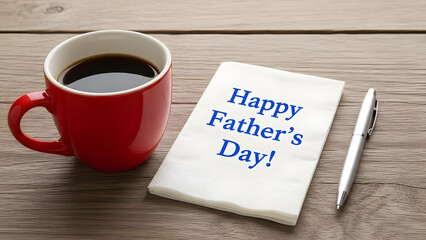 Father s day celebration with coffee and greeting card