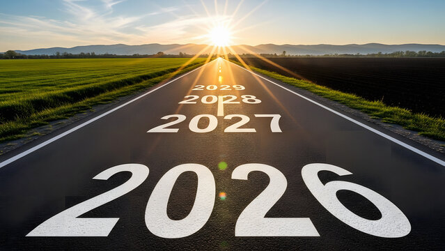 Future Timeline Road from 2026 to 2029 Symbolizing Growth and Progress