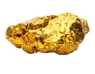 Close-up of a lustrous, irregularly shaped golden nugget against a black background