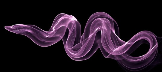 Violet Smoke Snake Weaving Through Black Velvet Background