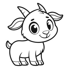 Obraz premium Cute Goat Illustration: A charming illustration captures the playful spirit of a young goat. With its adorable features and cheerful expression, it embodies innocence and the simple joys of nature.