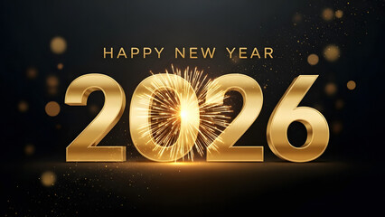 Elegant Luxury 2026 Black and Gold New Year Typography Background