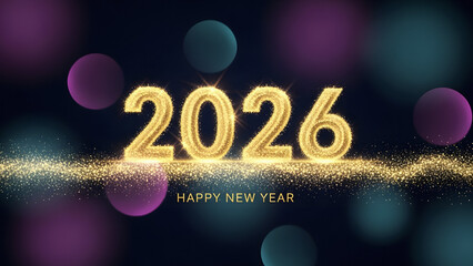 Luxury New Year 2026 Background with Golden Typography and Sparkle Effect