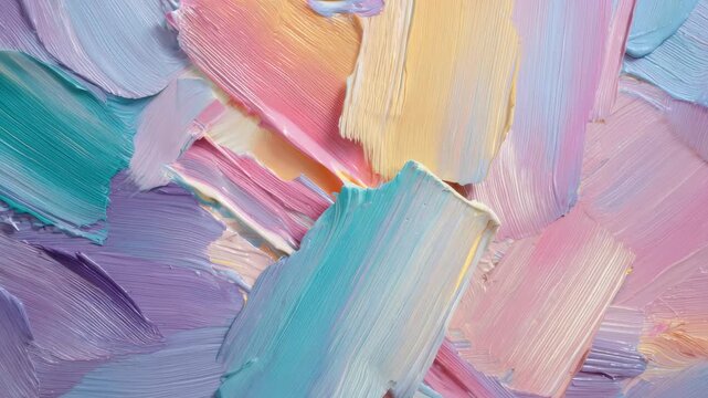 Colorful abstract art created with thick brush strokes displaying a mix of hues in a textured style