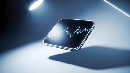 A futuristic smartphone with a glowing ECG heartbeat line on its screen