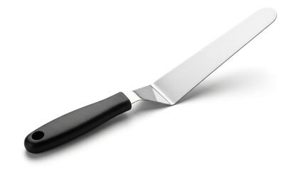 Fototapeta premium A black handled serrated cake knife on a isolated on white background
