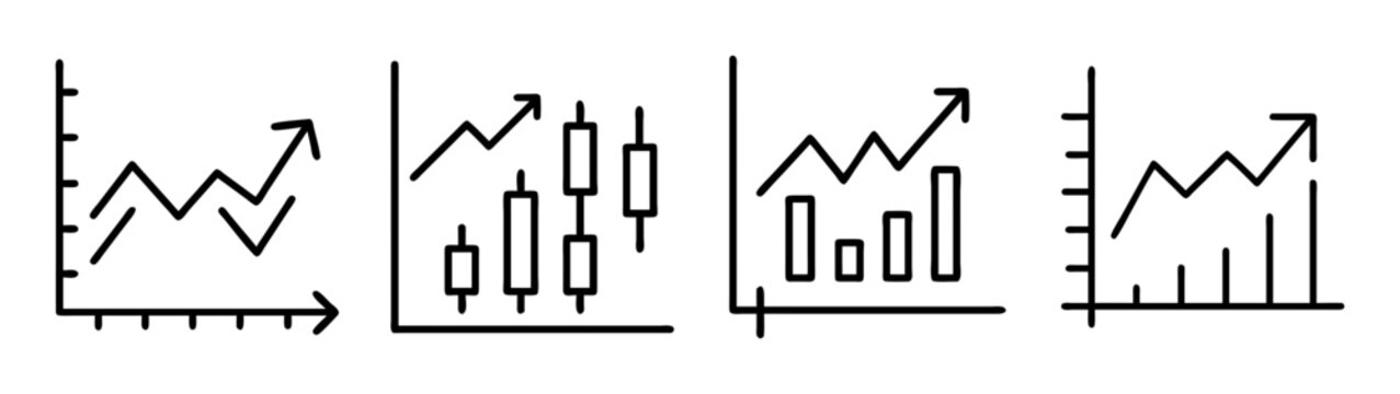 Outline charts illustrating business growth and data analysis