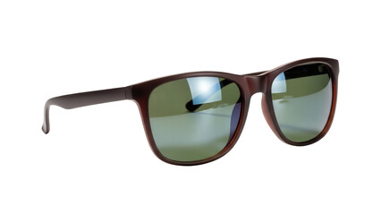 Fototapeta premium Brown sunglasses PNG isolated on transparent background, stylish eyewear with green lenses for sun protection and fashion accessory