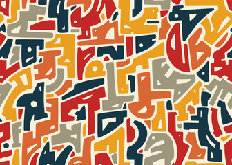 Fototapeta premium Abstract vintage hand drawn tribal geometric seamless pattern. Vector illustration surface pattern background. 