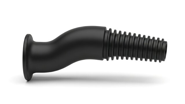 Black plastic pipe connector 3D render isolated on white background