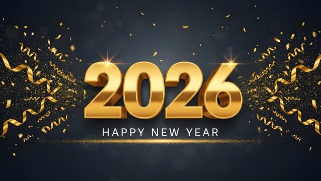 2026 happy new year gold explosion design