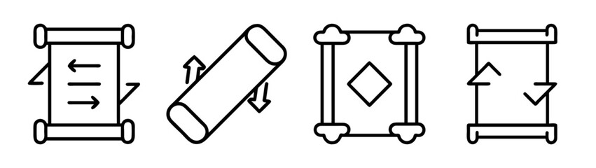Scroll document icon set with various settings and properties