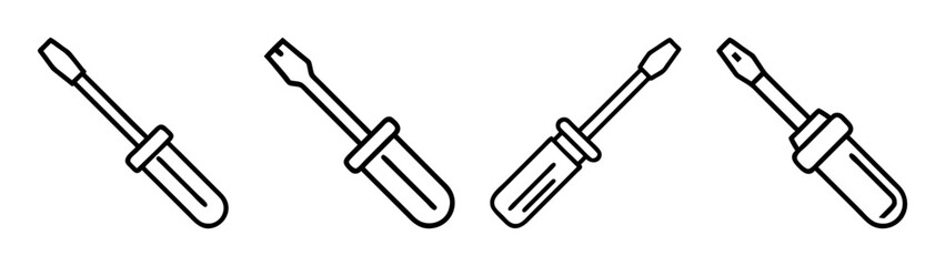 Outline screwdriver tools set for repair and construction work