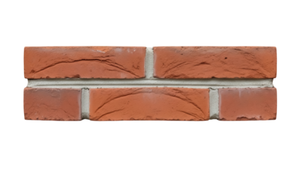 Red brick wall section isolated PNG, construction material for building and architecture design on transparent background