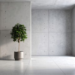 A vibrant green potted plant stands gracefully in the corner of a sunlit, empty room, casting soft shadows on the light-colored walls.