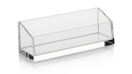 Clear acrylic display stand with black base isolated on white background