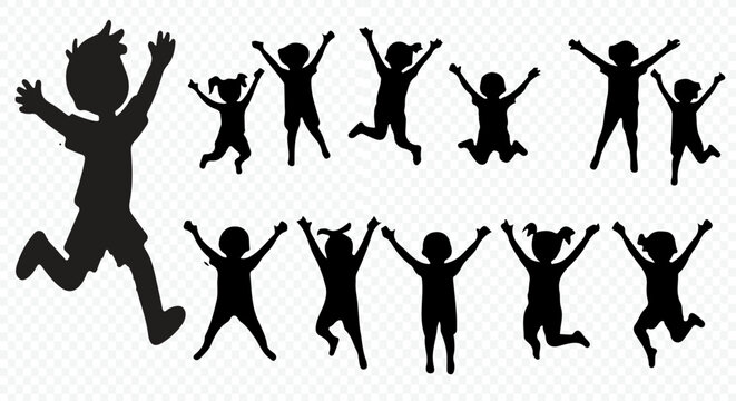 Children silhouettes Editable vector