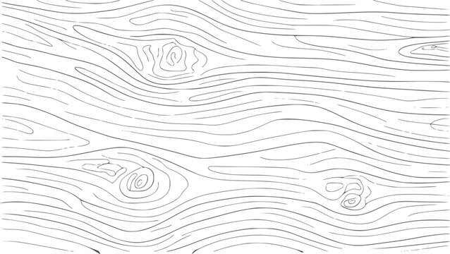 Hand drawn wood grain texture pattern in black and white line style