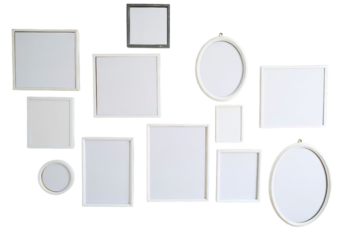 Modern Gallery of All White Empty Frames on White Trensprent  Background png