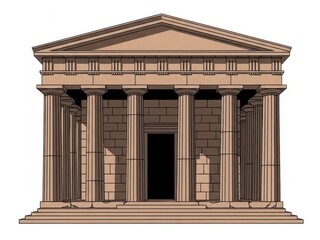 Ancient greek temple with columns and triangular roof