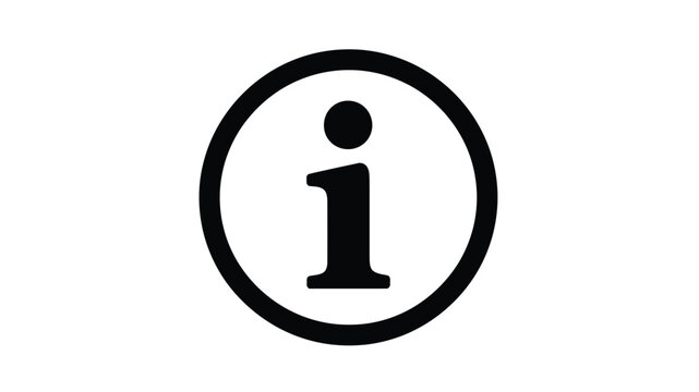 Simple black and white information symbol featuring a lowercase i within a circle
