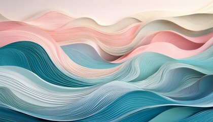 Obraz premium Fluid Aquatic Motif Of Stylized Ocean Waves In Gentle Pastel Shades