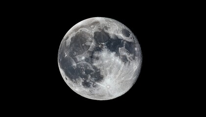 Obraz premium Full Moon In High Resolution Isolated On Black Background