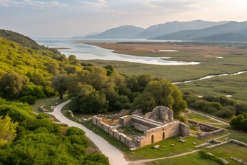 Butrint Albania National Park historic ruins travel destination tourism marketing archaeology culture nature landscape Europe heritage ancient outdoor vacation advertising promotion scenic wetlands