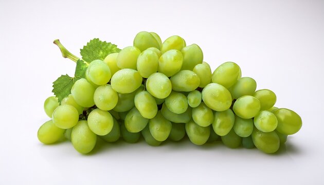 bunch of green grapes on white background fruit cluster - Powered by Adobe